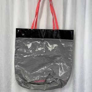 Victoria's Secret Black & White Striped PVC Tote Bag